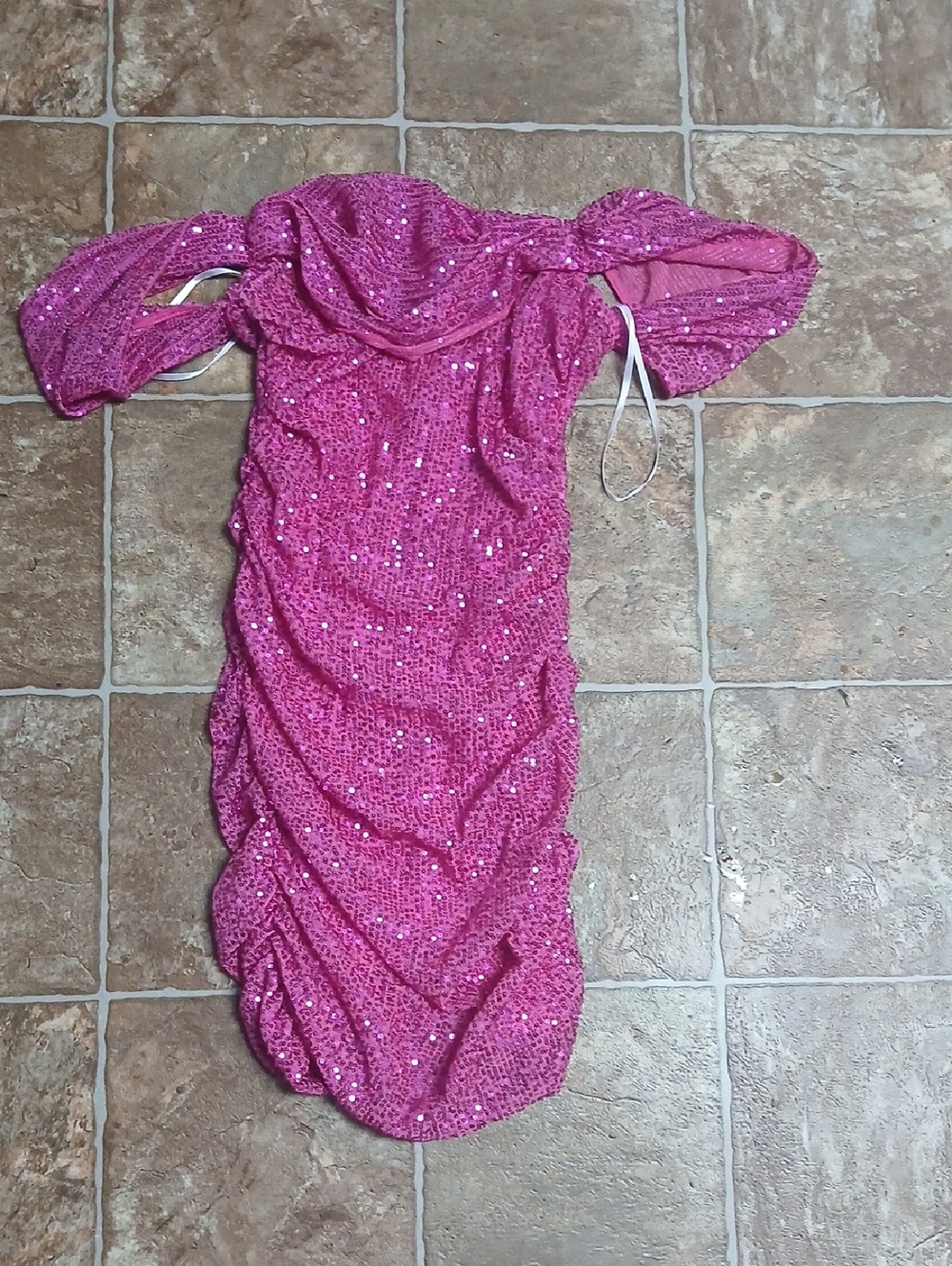 Pink Sequin Off-Shoulder Bodycon Dress